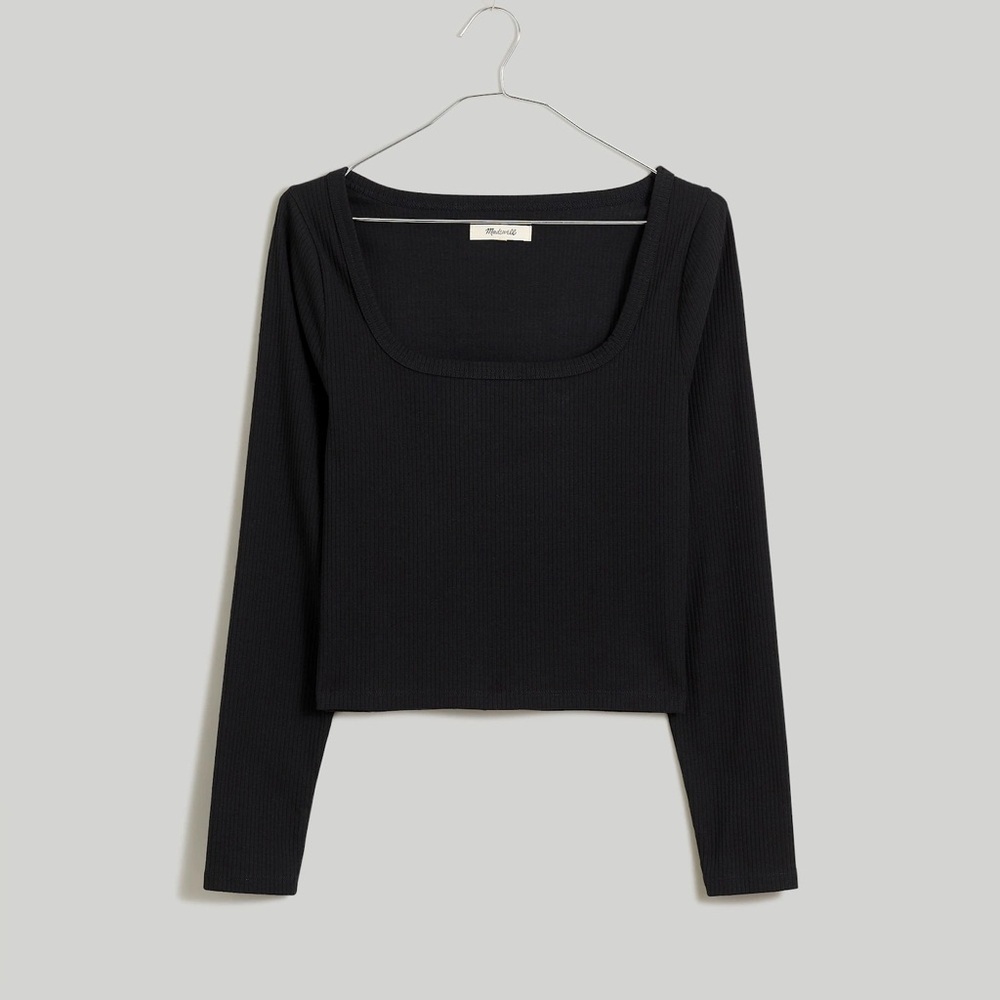 Madewell Black Long Sleeve Crop Top